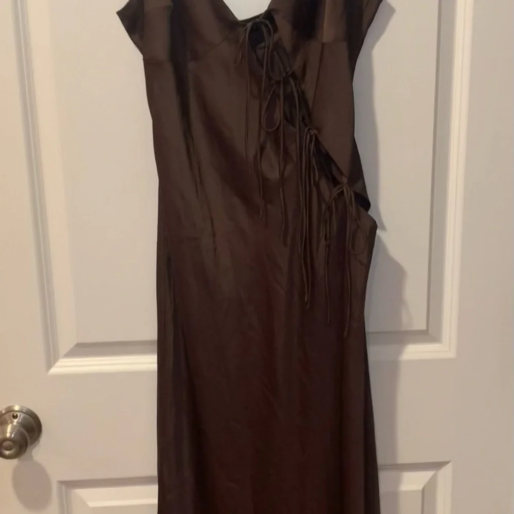 NWT Lioness Chocolate Brown Satin Dress - Picture 2 of 6